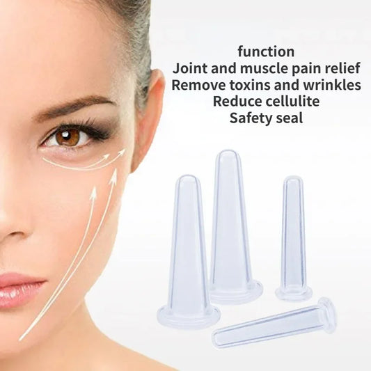 Vacuum Cupping Massage Jars — Silicone Anti Cellulite Face Neck Lift Gua Sha Wrinkle