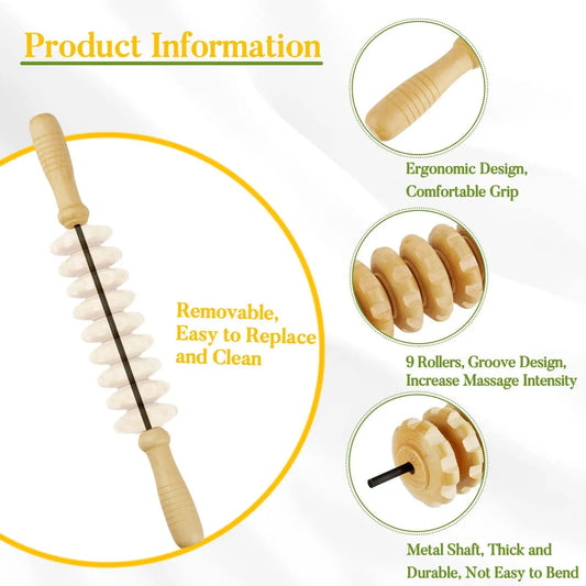 Wooden Massage Roller Set — Maderoterapia Lymphatic Drainage Body Massage Gua Sha Kit