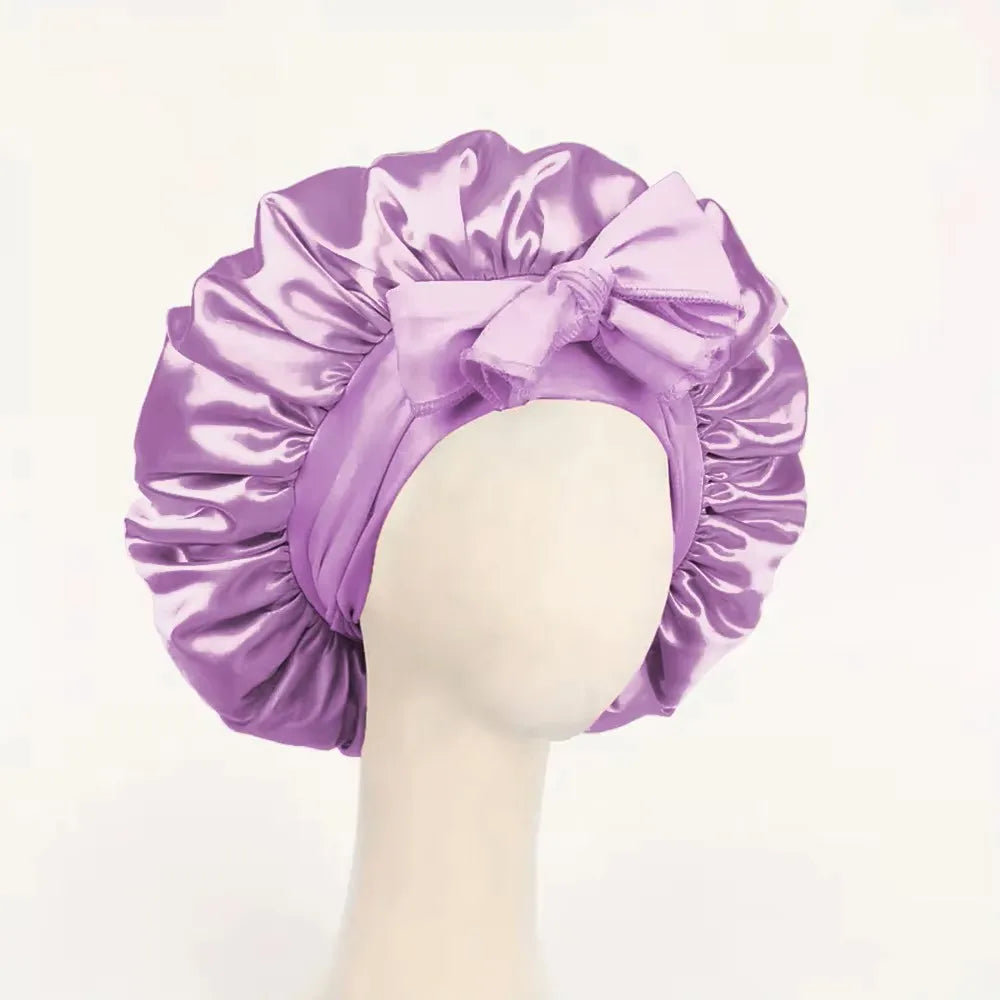 Satin Silk Bonnet for Sleeping – Adjustable Tie Band Hair Bonnet for Women & Men