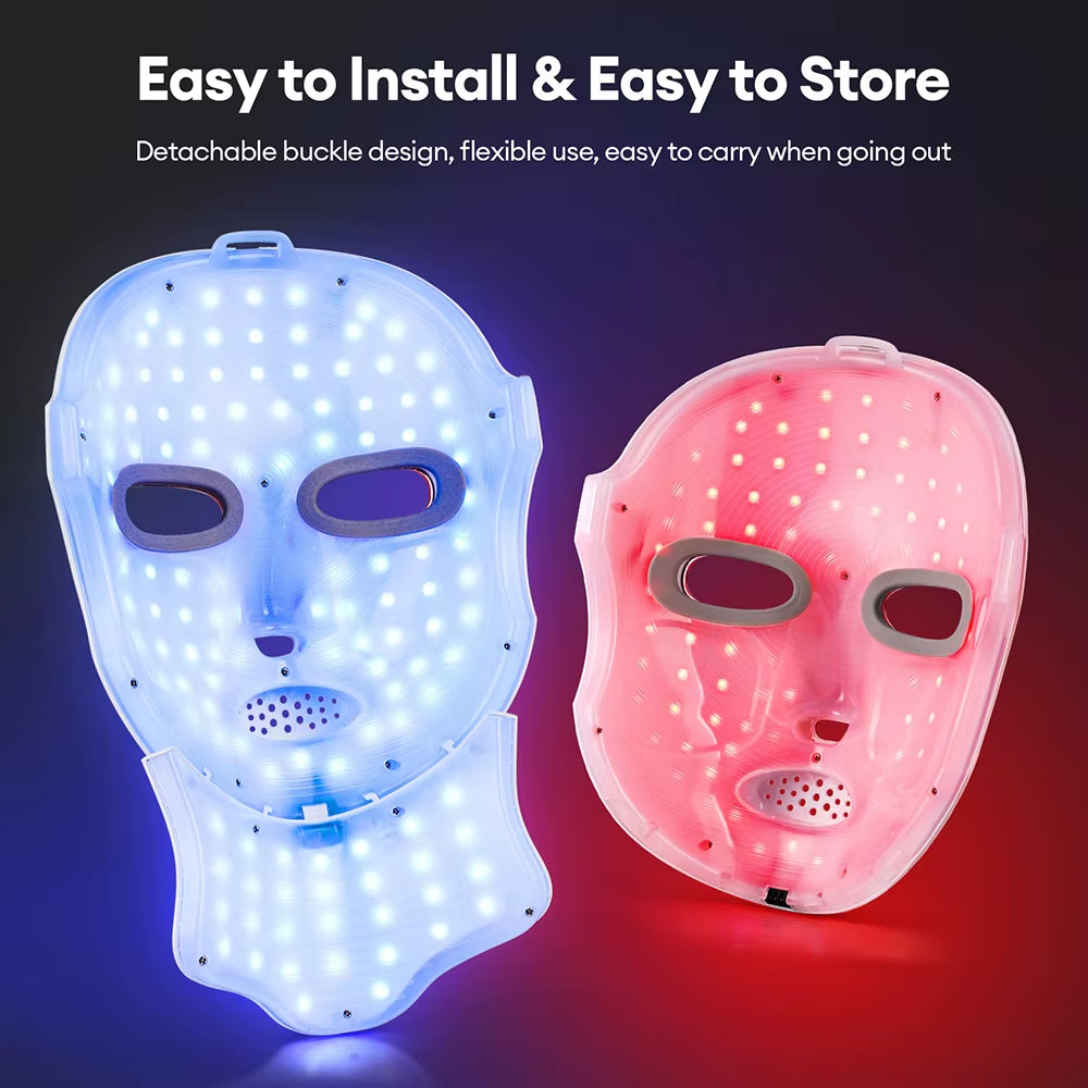 7-Color LED Light Therapy Mask — Rechargeable Face & Neck Skin Lifting Tool