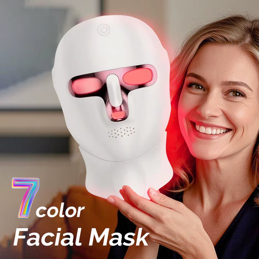 7-Color LED Light Therapy Mask — Rechargeable Face & Neck Skin Lifting Tool