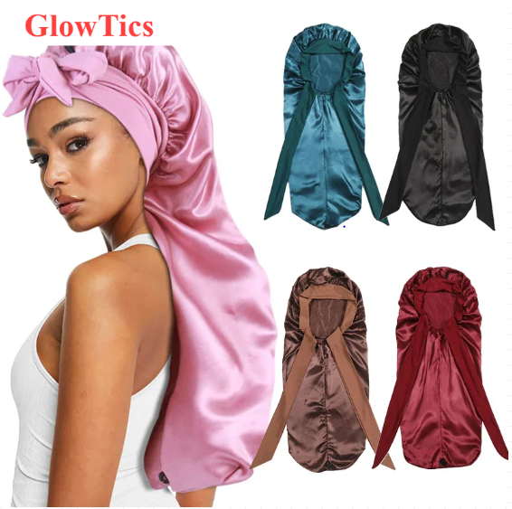 Extra Large Satin Bonnet for Sleeping – Soft Silky Hair Cap with Tie for Curly & Natural Hair
