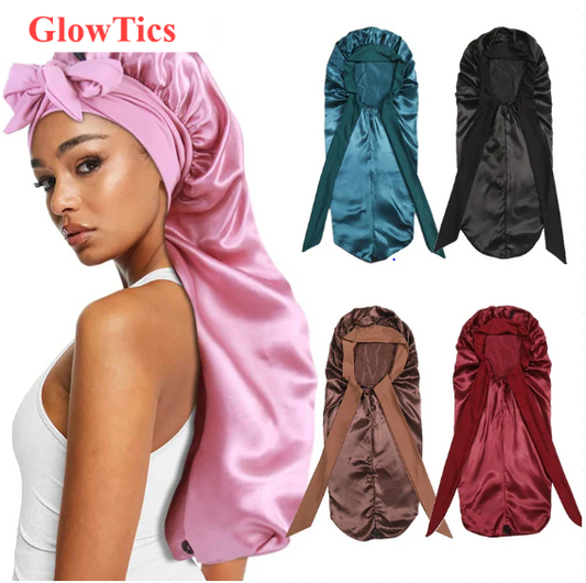 Extra Large Satin Bonnet for Sleeping – Soft Silky Hair Cap with Tie for Curly & Natural Hair