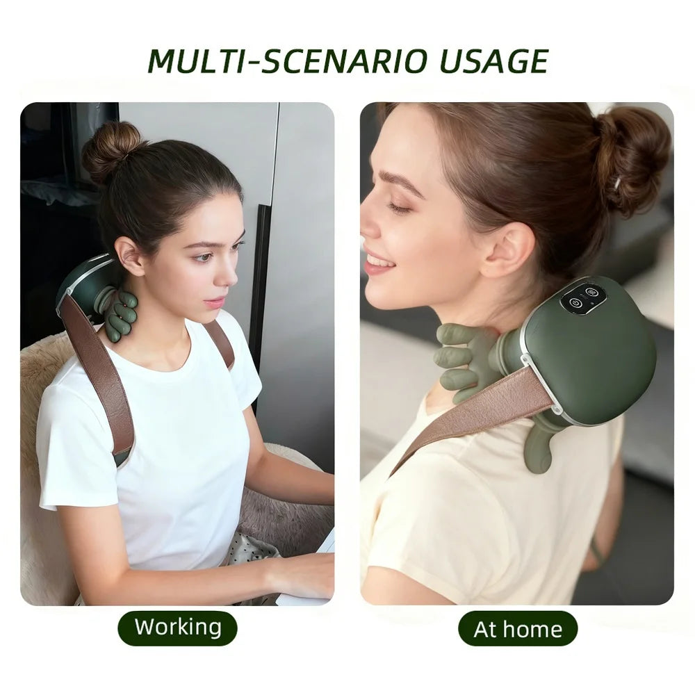 Wireless Neck Massager Shawl — 4D Bionic Finger Shiatsu Kneading Cervical Pain Relief
