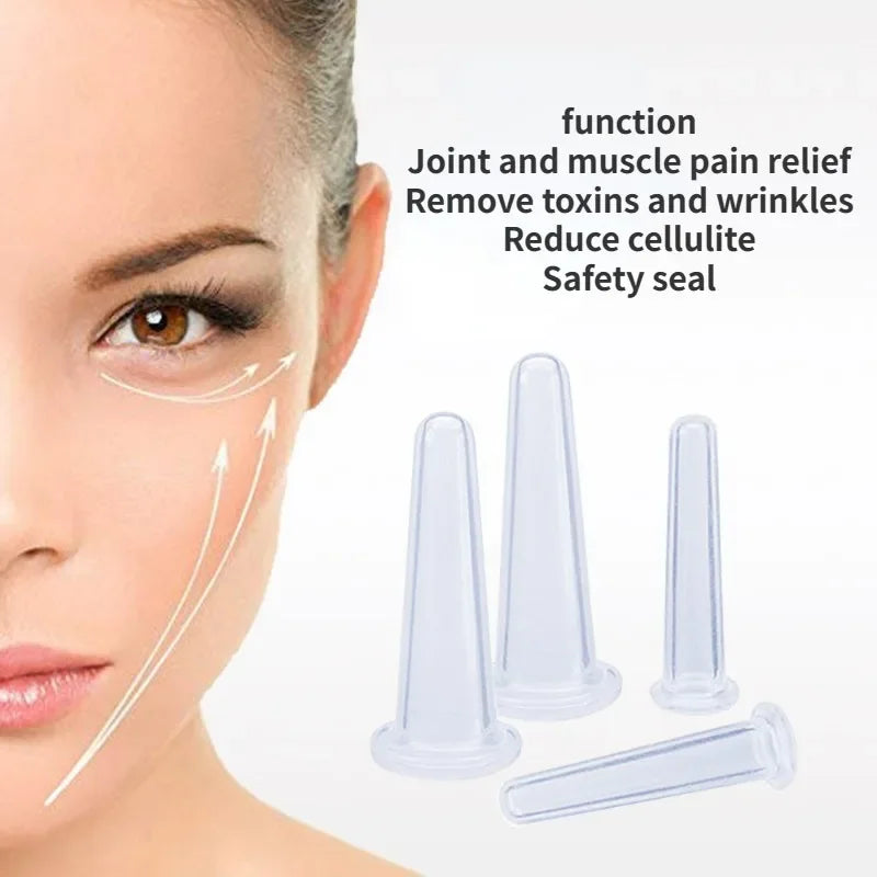 Vacuum Cupping Massage Jars — Silicone Anti Cellulite Face Neck Lift Gua Sha Wrinkle