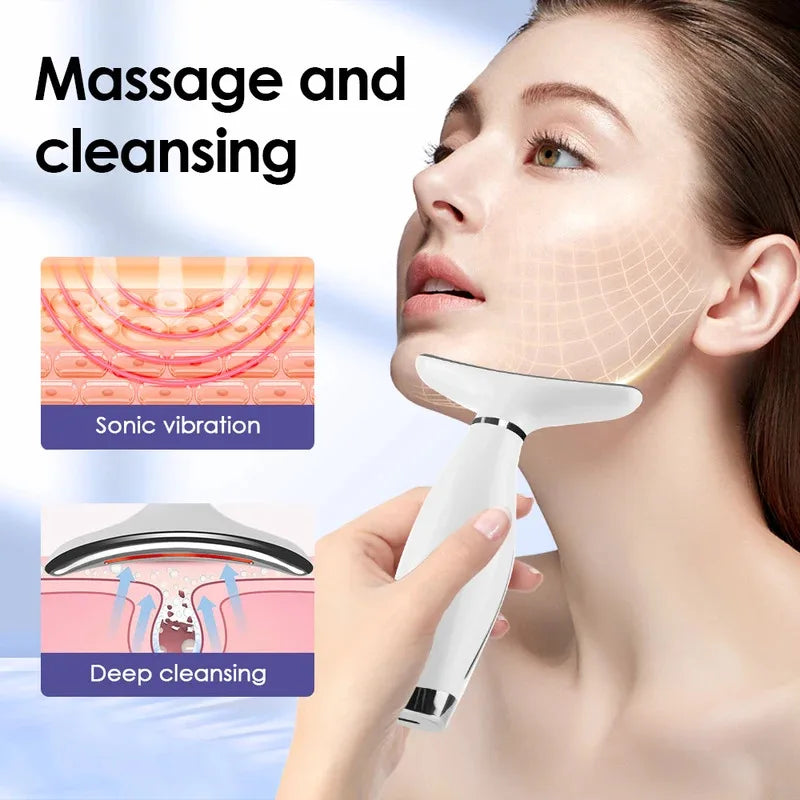 7-Color LED Face & Neck Lifting Device — Vibration Massage for Neck Lines & Skin Tightening