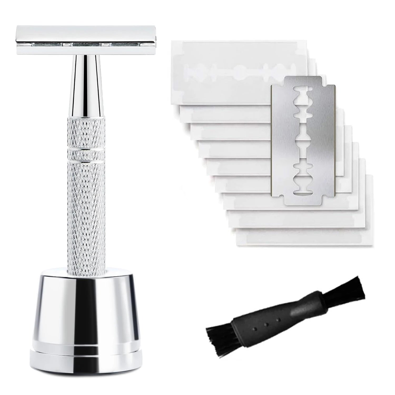 Women's Safety Razor Set — Double Edge Single Blade Reusable + 10 Blades Travel Kit
