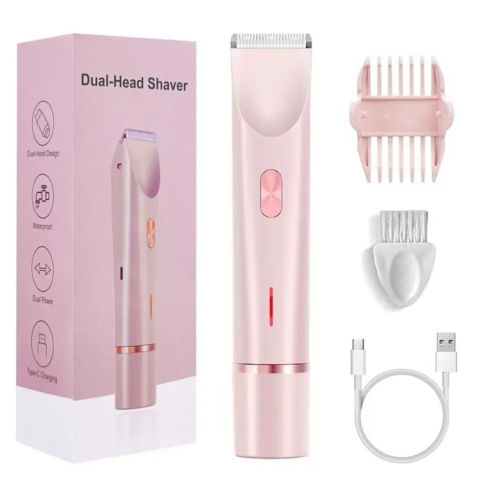 Waterproof Rechargeable Electric Bikini Trimmer for Women – Mini Double-Head Body Hair Remover