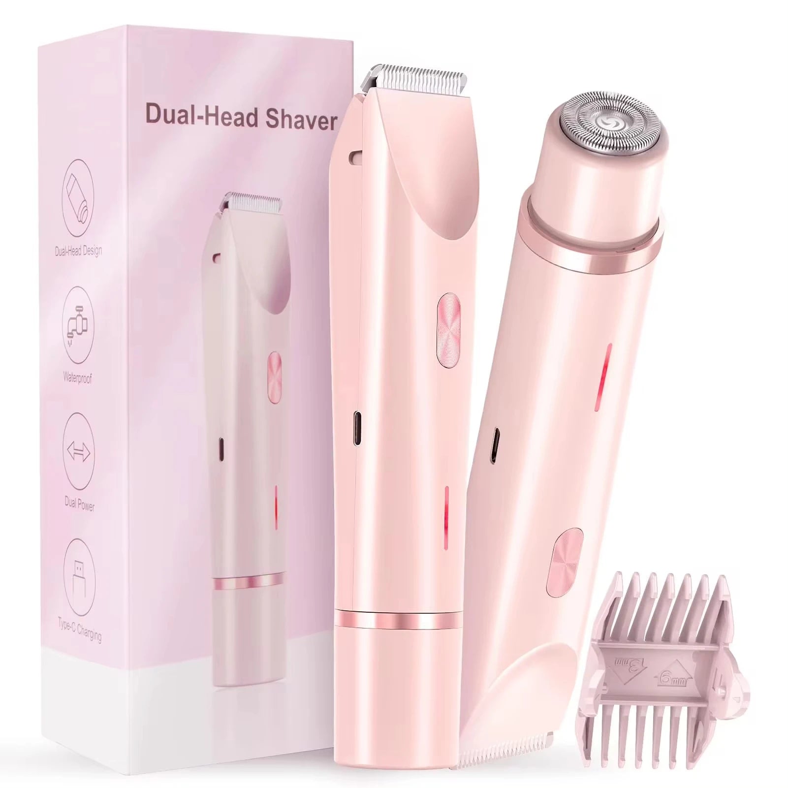 Waterproof Rechargeable Electric Bikini Trimmer for Women – Mini Double-Head Body Hair Remover