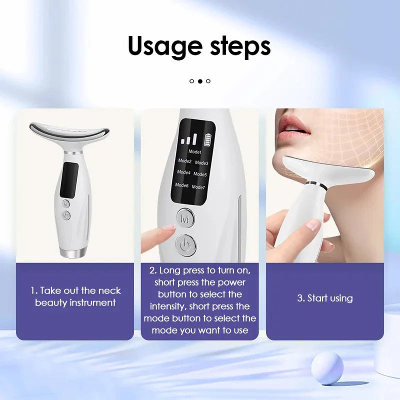 7-Color LED Face & Neck Lifting Device — Vibration Massage for Neck Lines & Skin Tightening