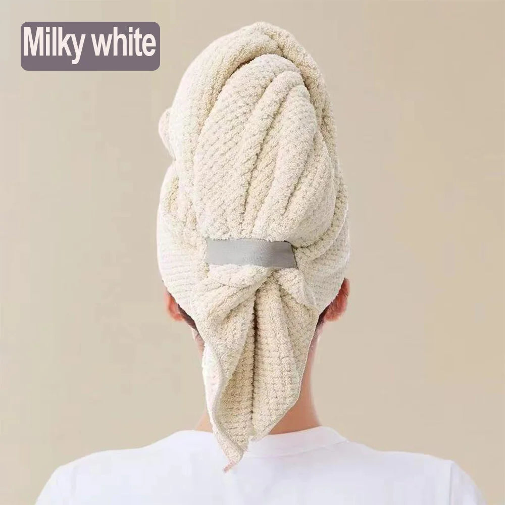 Extra Large Microfiber Hair Towel Wrap – Ultra Absorbent Quick Dry Turban with Elastic Band
