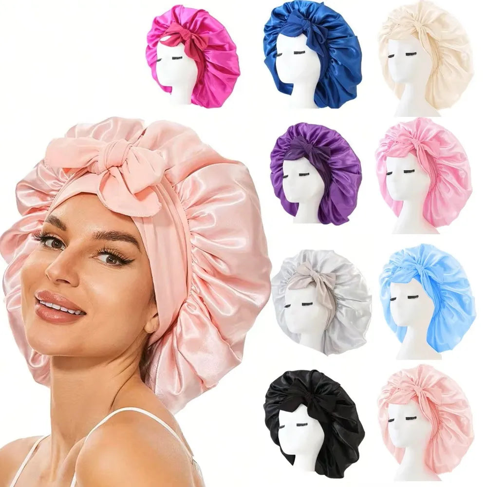 Satin Silk Bonnet for Sleeping – Adjustable Tie Band Hair Bonnet for Women & Men