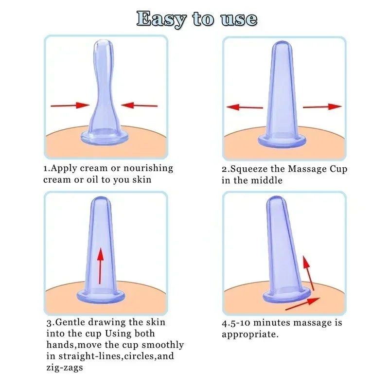 Vacuum Cupping Massage Jars — Silicone Anti Cellulite Face Neck Lift Gua Sha Wrinkle