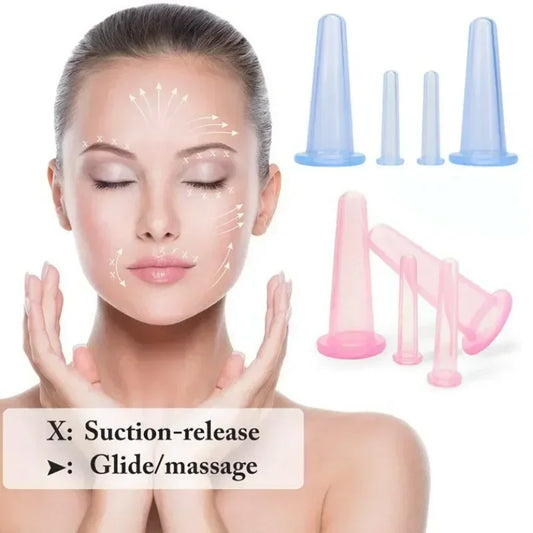 Vacuum Cupping Massage Jars — Silicone Anti Cellulite Face Neck Lift Gua Sha Wrinkle