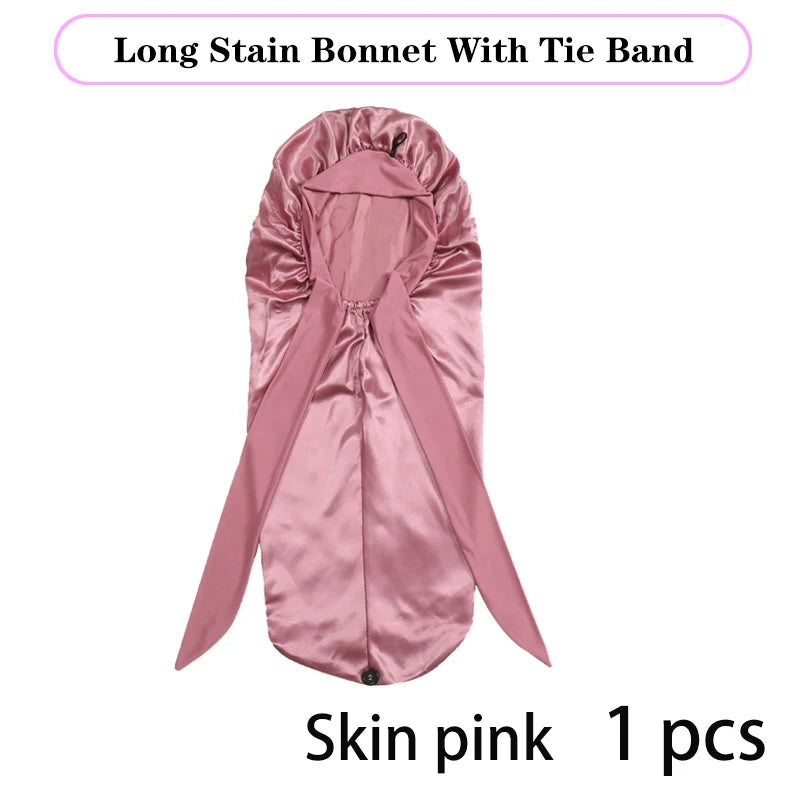 Extra Large Satin Bonnet for Sleeping – Soft Silky Hair Cap with Tie for Curly & Natural Hair