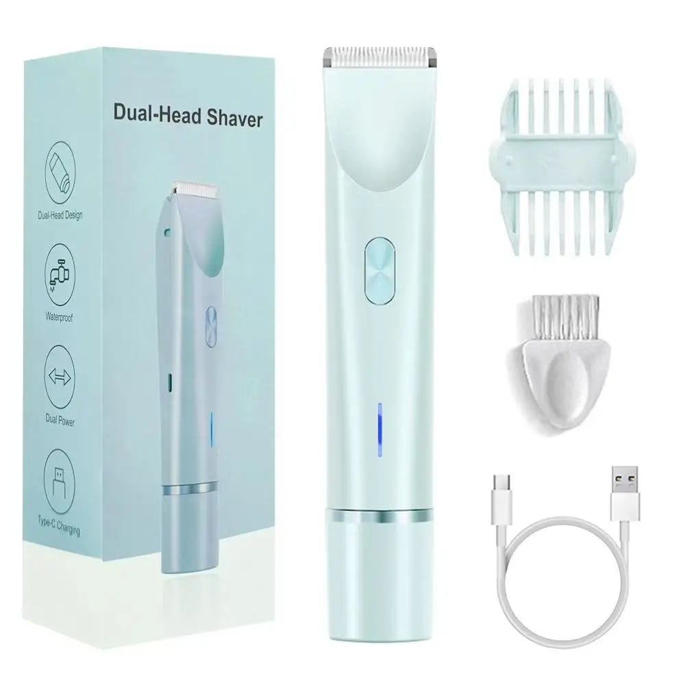 Waterproof Rechargeable Electric Bikini Trimmer for Women – Mini Double-Head Body Hair Remover