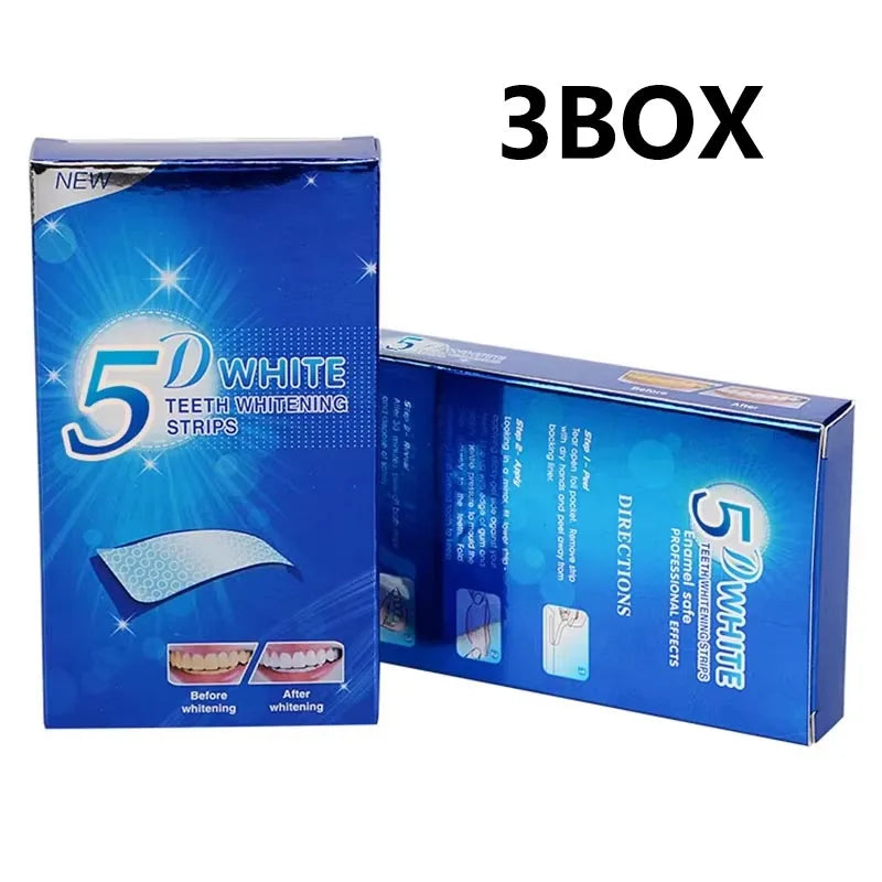 D Whitening Gel Strips — Professional Stain Removal Teeth Bleaching Kit 14 Pairs
