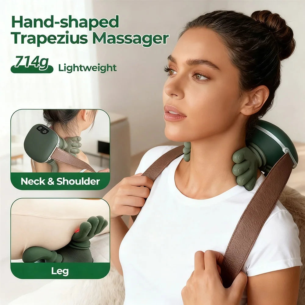 Wireless Neck Massager Shawl — 4D Bionic Finger Shiatsu Kneading Cervical Pain Relief