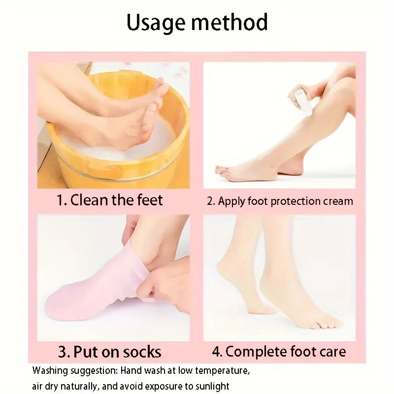 Silicone Moisturizing Heel Socks – Exfoliating Foot Care for Dry, Cracked Heels