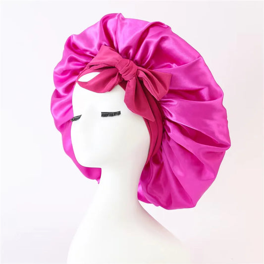 Satin Silk Bonnet for Sleeping – Adjustable Tie Band Hair Bonnet for Women & Men