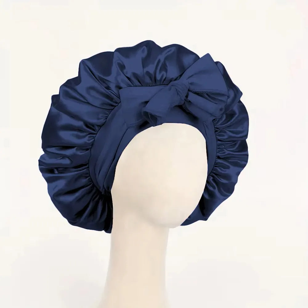 Satin Silk Bonnet for Sleeping – Adjustable Tie Band Hair Bonnet for Women & Men