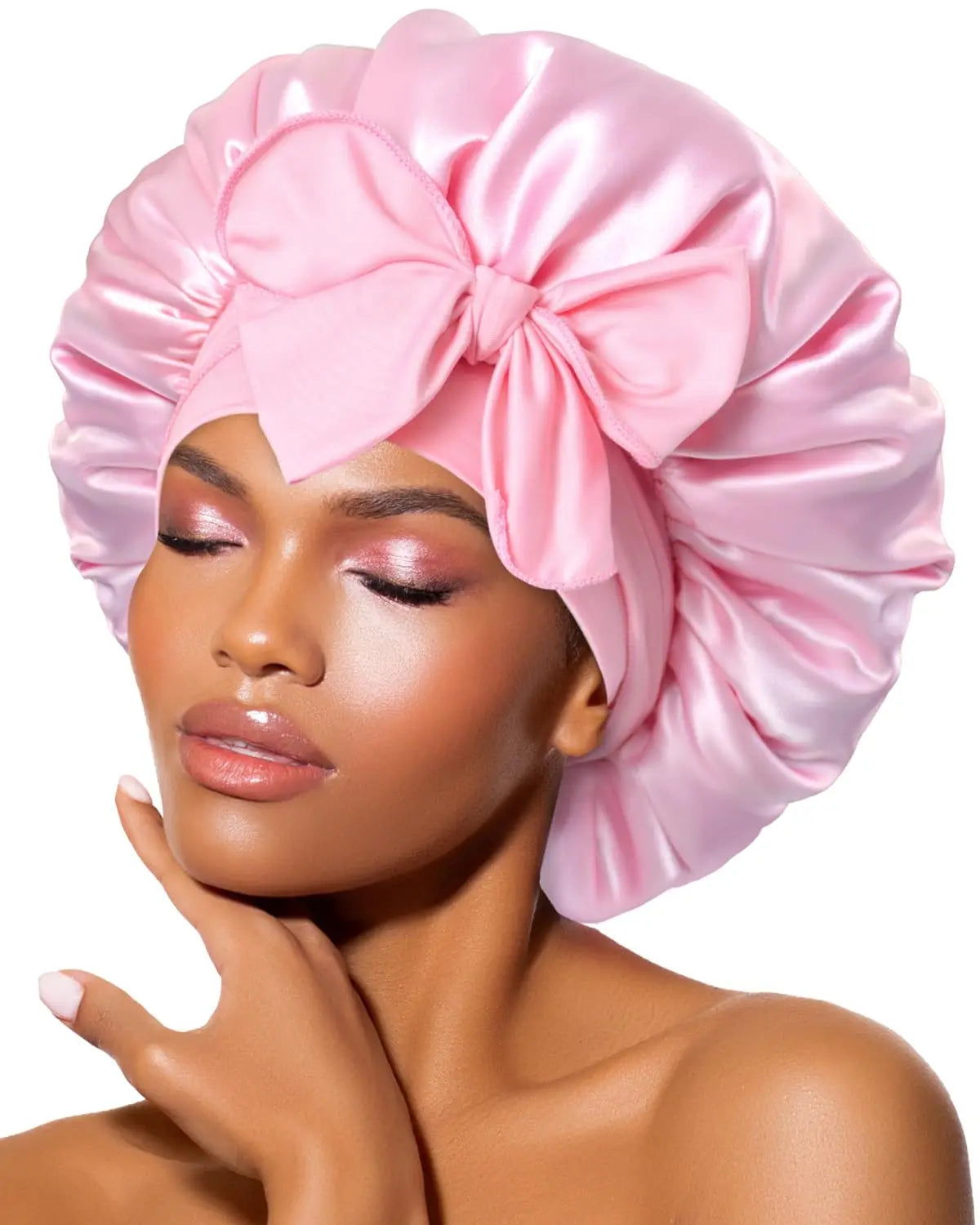 Satin Silk Bonnet for Sleeping – Adjustable Tie Band Hair Bonnet for Women & Men