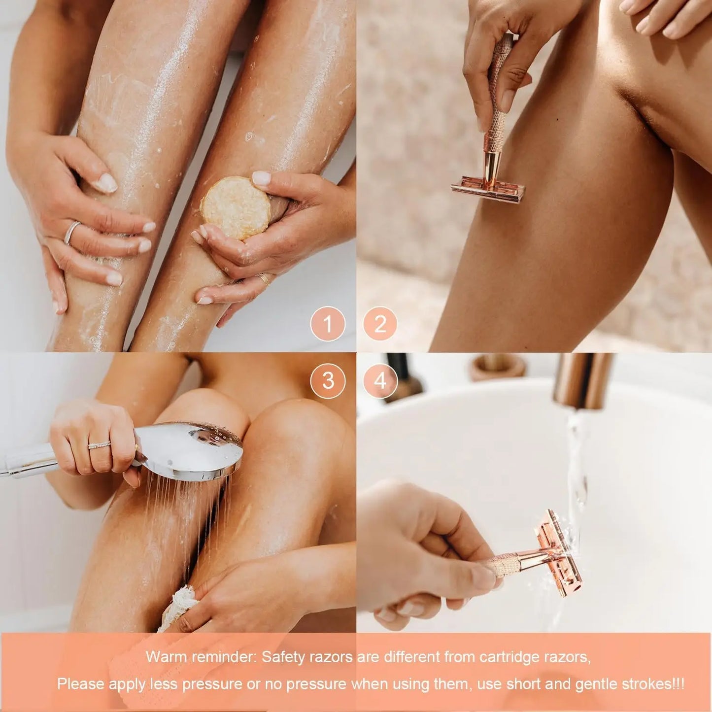 Women's Safety Razor Set — Double Edge Single Blade Reusable + 10 Blades Travel Kit