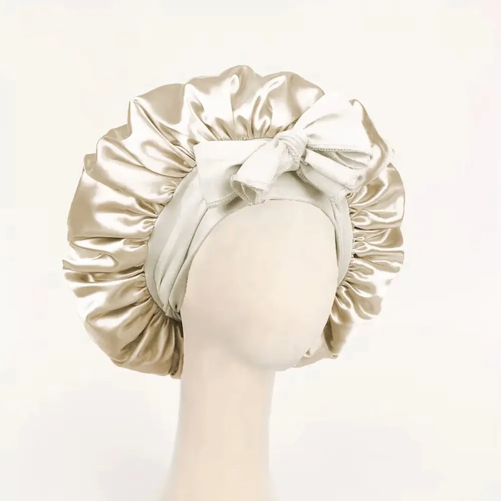 Satin Silk Bonnet for Sleeping – Adjustable Tie Band Hair Bonnet for Women & Men