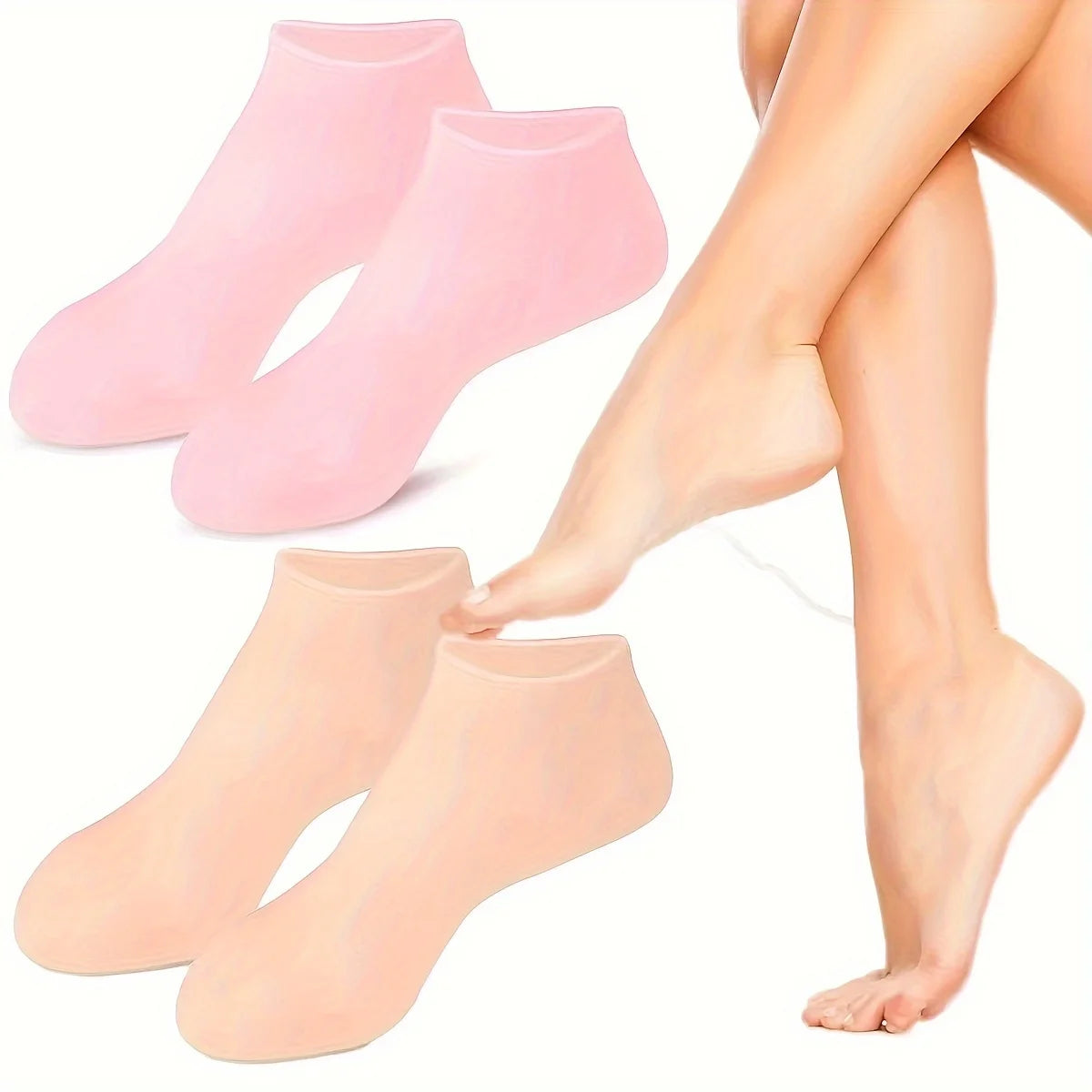 Silicone Moisturizing Heel Socks – Exfoliating Foot Care for Dry, Cracked Heels