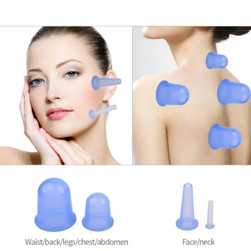 Vacuum Cupping Massage Jars — Silicone Anti Cellulite Face Neck Lift Gua Sha Wrinkle