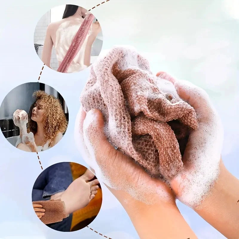 African Exfoliating Net Sponge – Long Back Scrubber Bath Towel for Deep Exfoliation & Smooth Skin