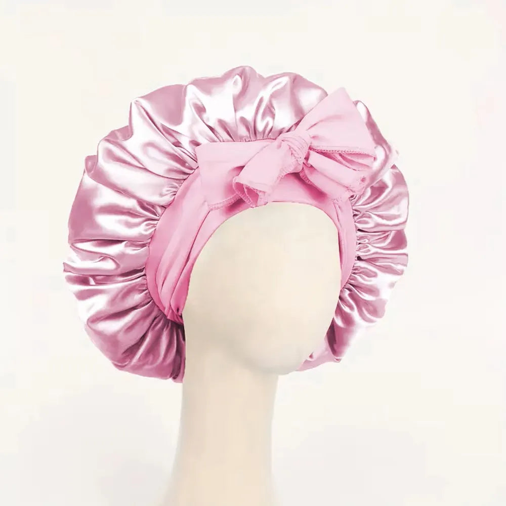 Satin Silk Bonnet for Sleeping – Adjustable Tie Band Hair Bonnet for Women & Men