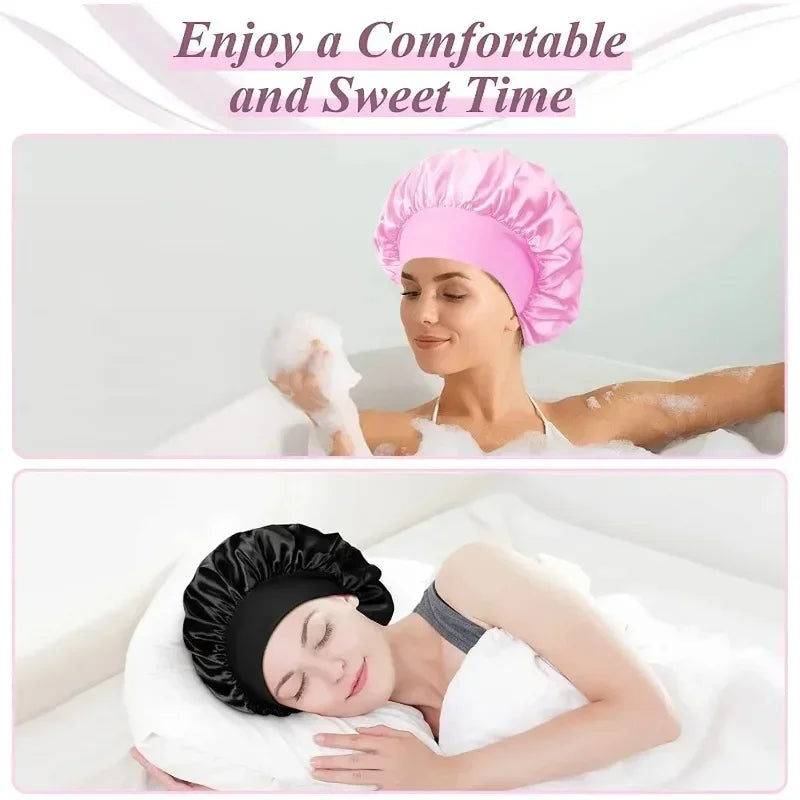 Silk Satin Lined Hair Bonnet for Sleeping – Large Soft Sleep Cap Wrap for Hair