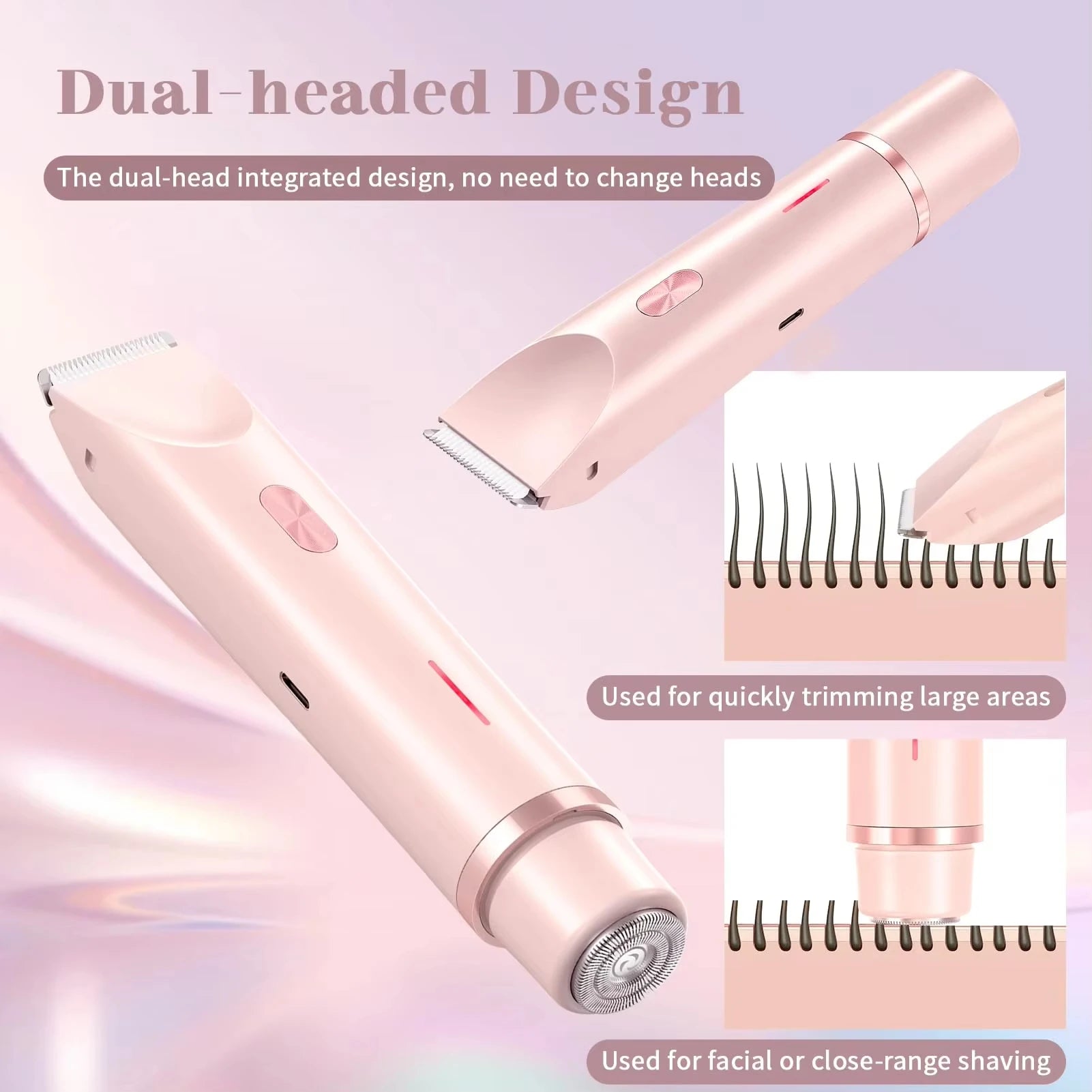 Waterproof Rechargeable Electric Bikini Trimmer for Women – Mini Double-Head Body Hair Remover