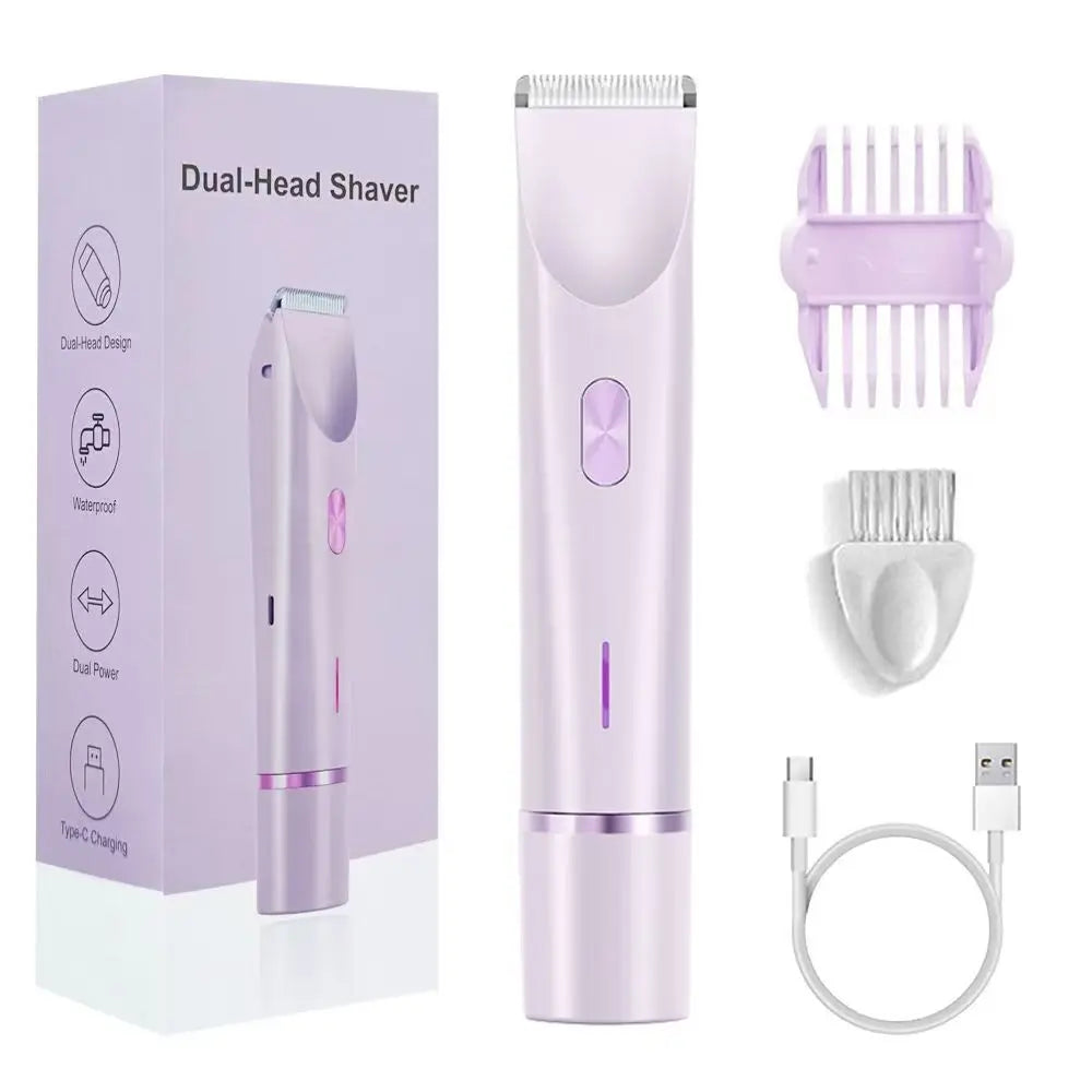 Waterproof Rechargeable Electric Bikini Trimmer for Women – Mini Double-Head Body Hair Remover
