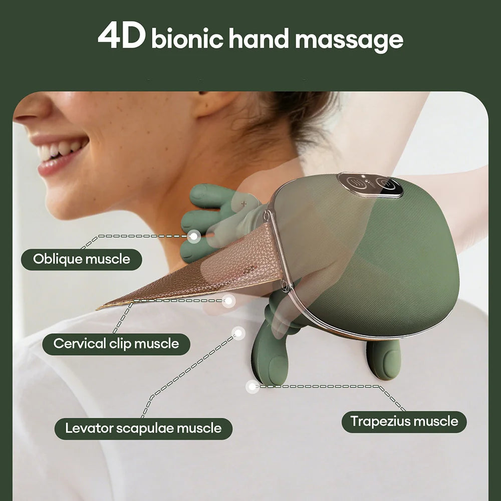Wireless Neck Massager Shawl — 4D Bionic Finger Shiatsu Kneading Cervical Pain Relief