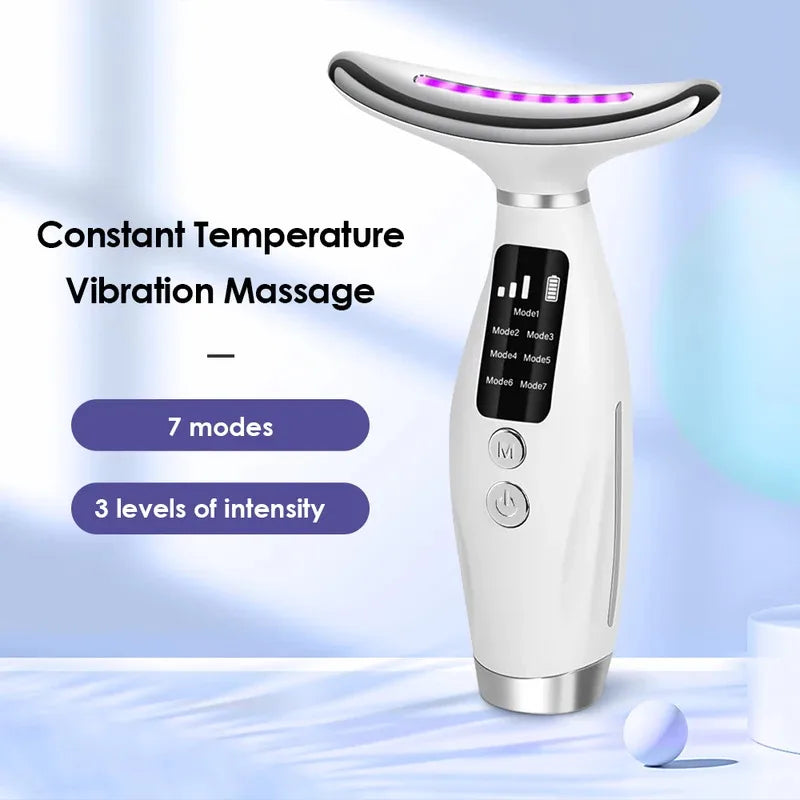7-Color LED Face & Neck Lifting Device — Vibration Massage for Neck Lines & Skin Tightening