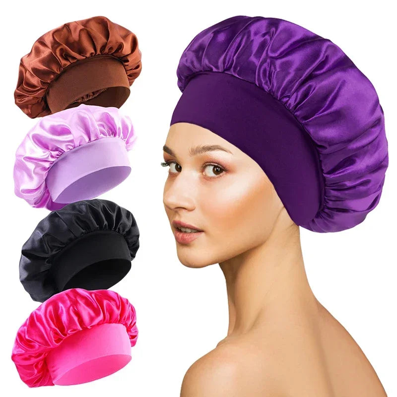Silk Satin Lined Hair Bonnet for Sleeping – Large Soft Sleep Cap Wrap for Hair