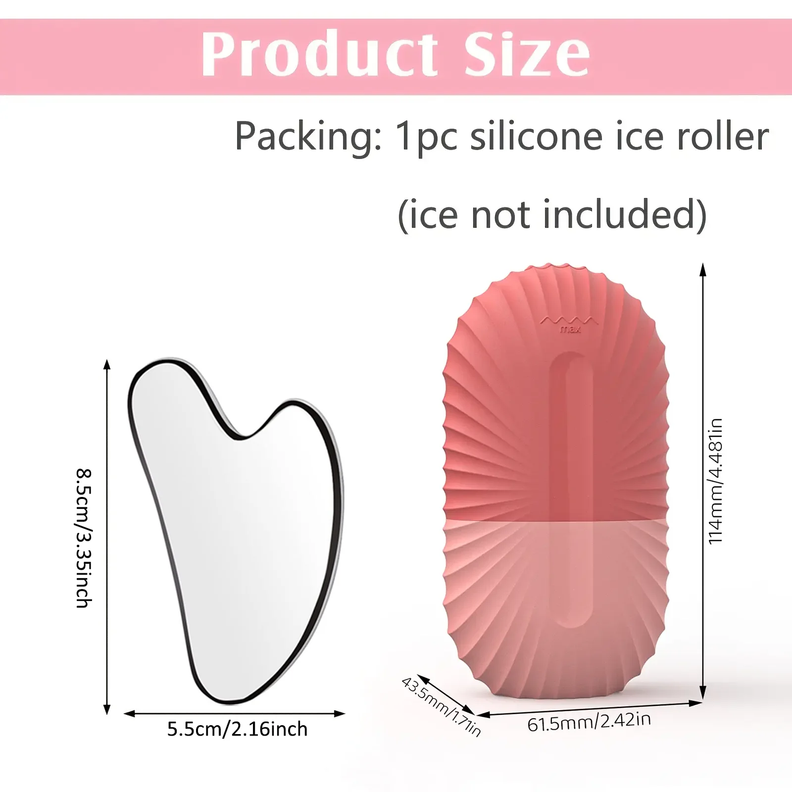 Stainless Steel Ice Face Roller & Gua Sha Set – Reusable Facial Lifting & Contouring Beauty Tool