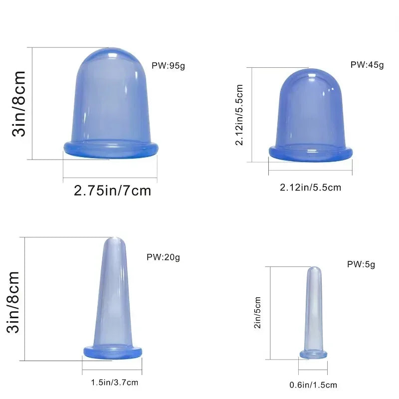 Vacuum Cupping Massage Jars — Silicone Anti Cellulite Face Neck Lift Gua Sha Wrinkle
