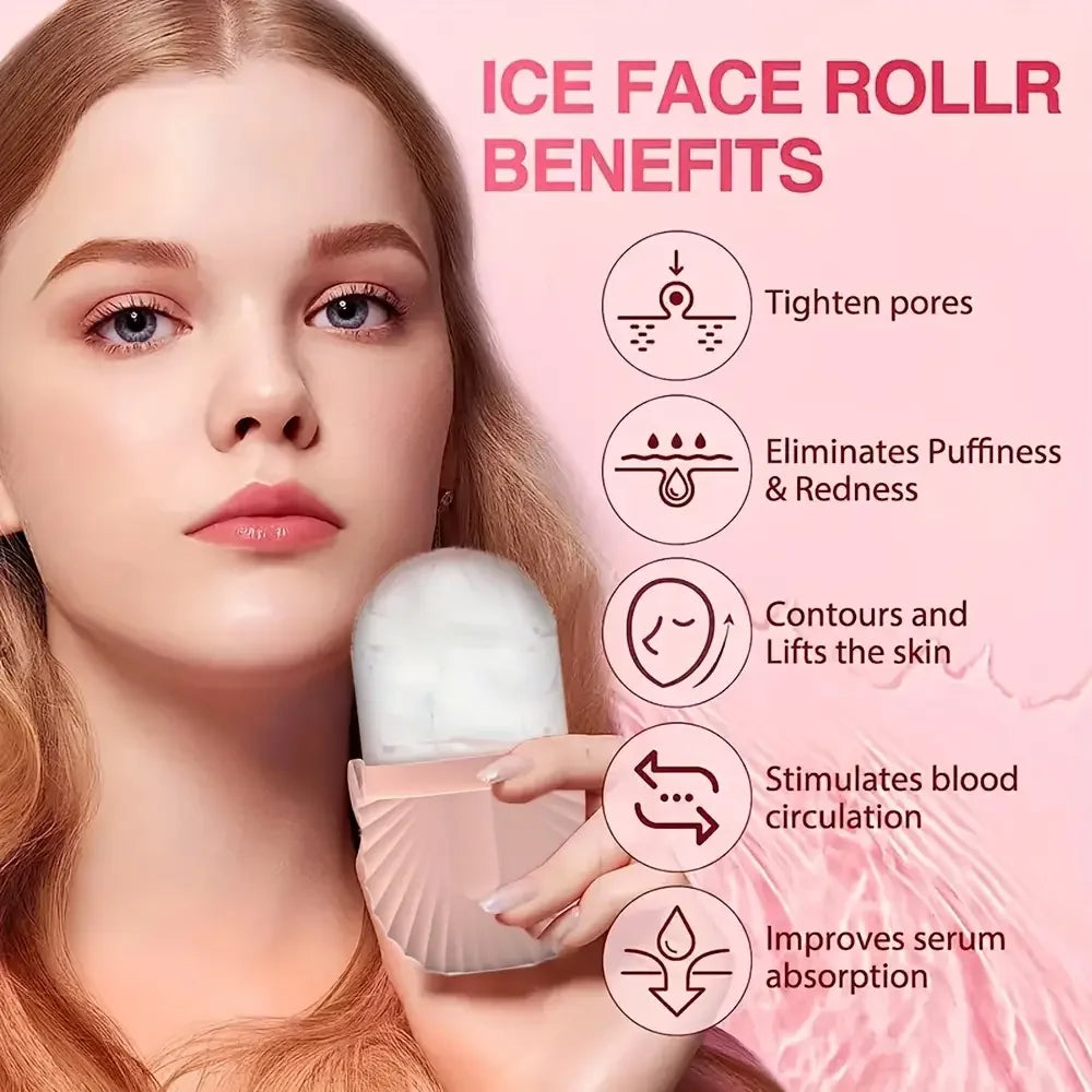 Stainless Steel Ice Face Roller & Gua Sha Set – Reusable Facial Lifting & Contouring Beauty Tool