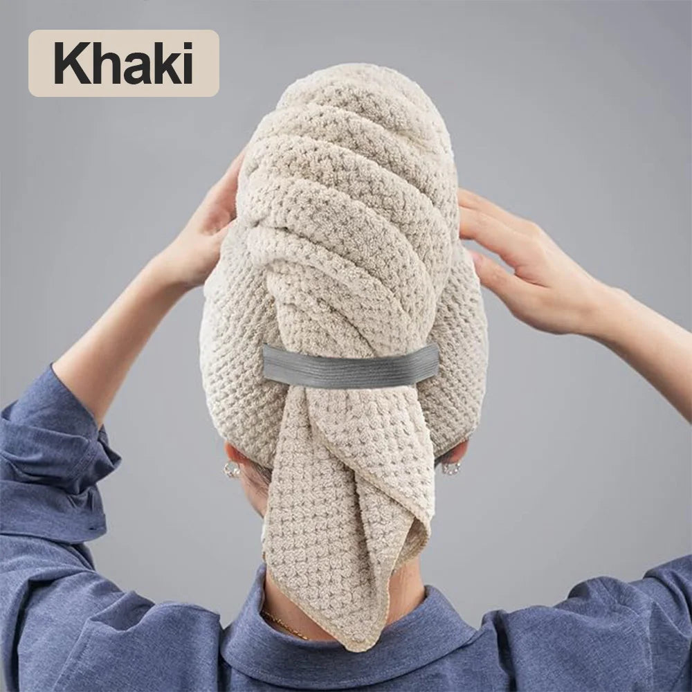 Extra Large Microfiber Hair Towel Wrap – Ultra Absorbent Quick Dry Turban with Elastic Band