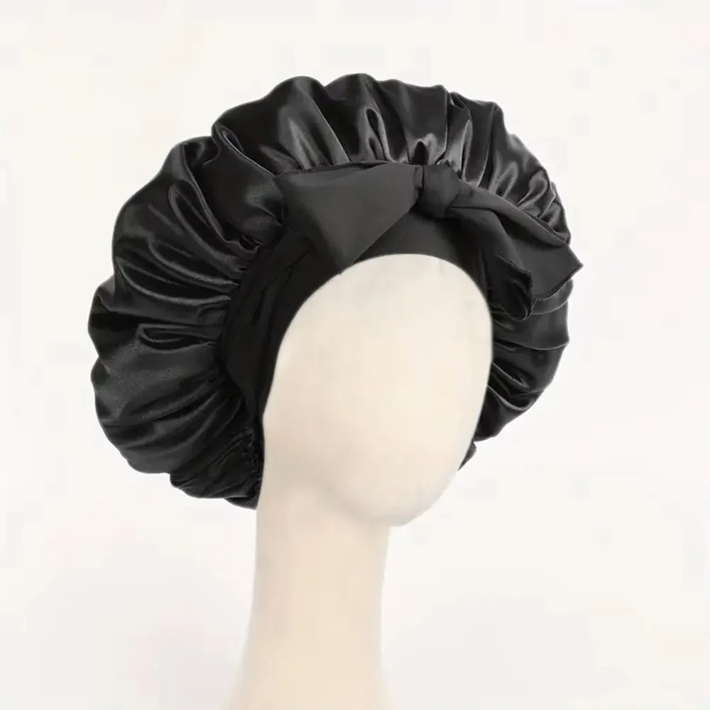 Satin Silk Bonnet for Sleeping – Adjustable Tie Band Hair Bonnet for Women & Men