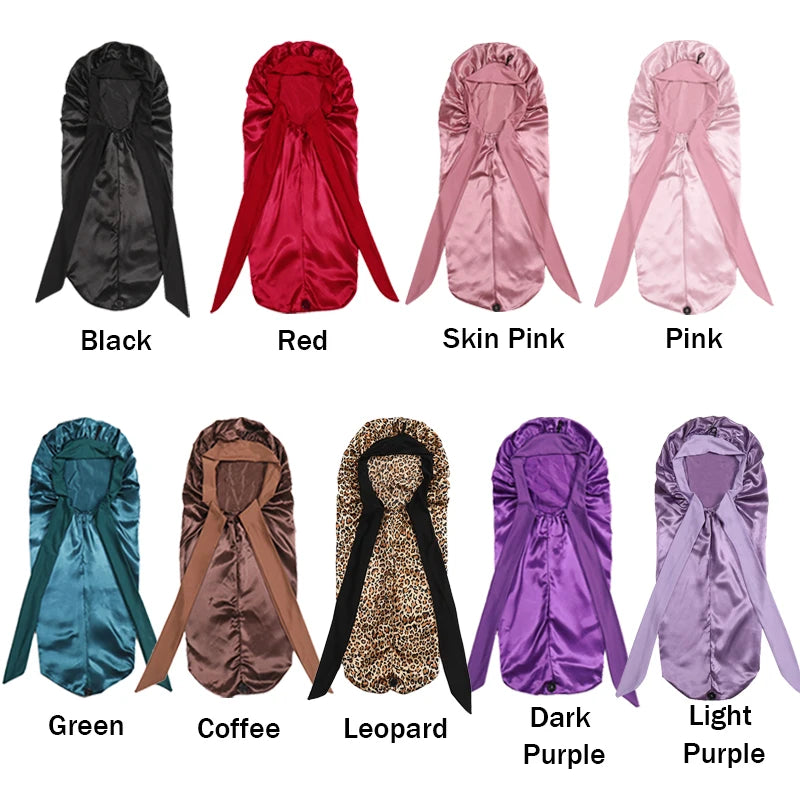 Extra Large Satin Bonnet for Sleeping – Soft Silky Hair Cap with Tie for Curly & Natural Hair