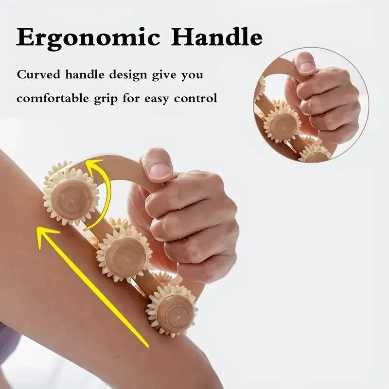 Wooden Massage Roller — Manual Deep Tissue Neck Back & Leg Muscle Massage Relief Tool