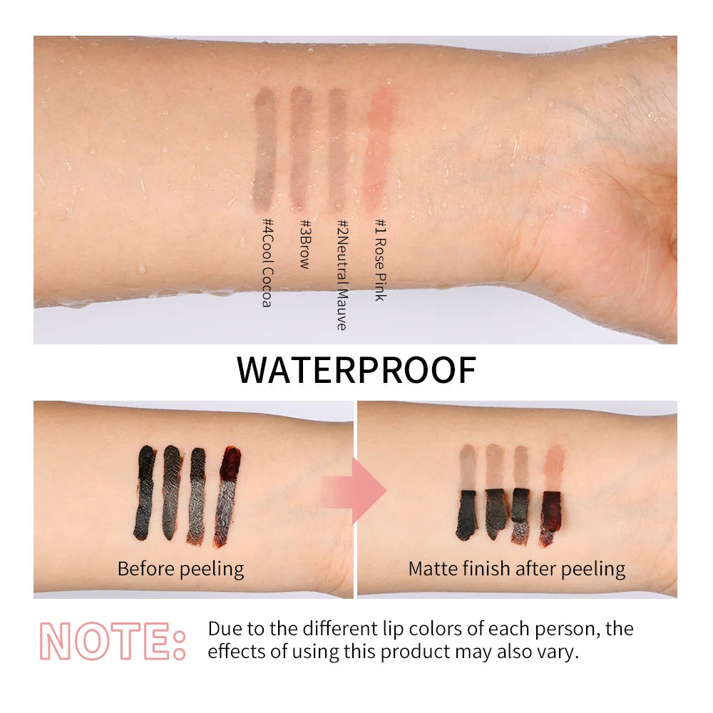 Waterproof Peel-Off Lip Tint — Long-Lasting Matte Lip Stain & Contour Liner