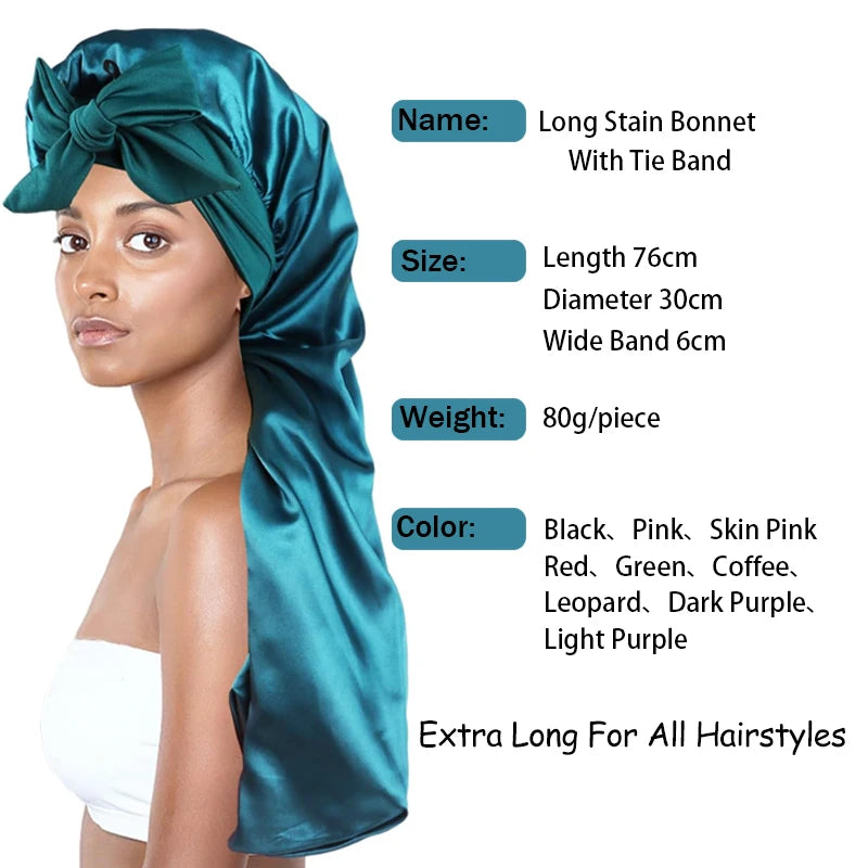 Extra Large Satin Bonnet for Sleeping – Soft Silky Hair Cap with Tie for Curly & Natural Hair