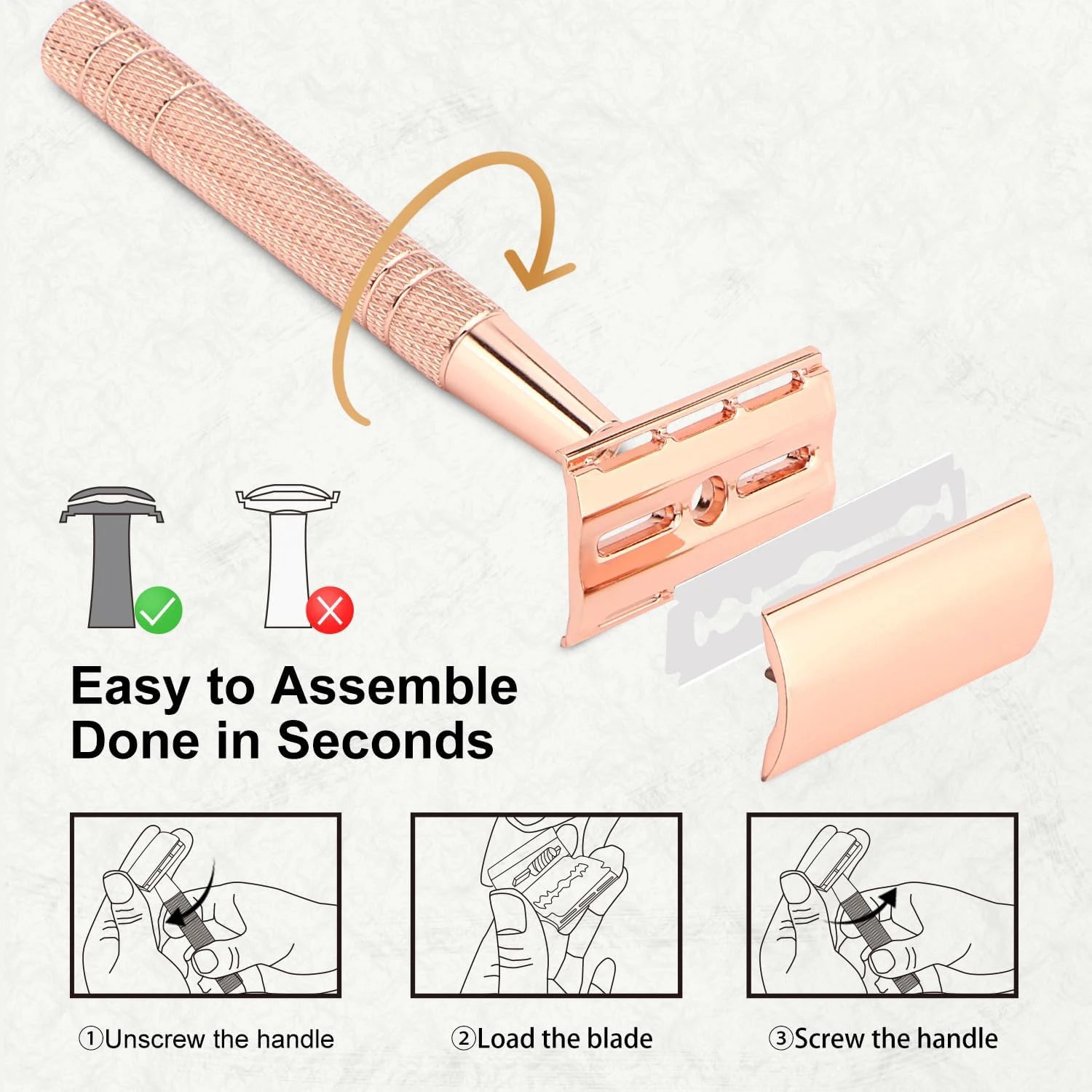 Women's Safety Razor Set — Double Edge Single Blade Reusable + 10 Blades Travel Kit
