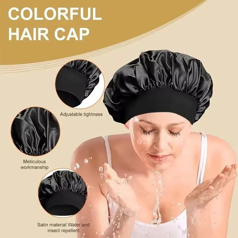 Silk Satin Lined Hair Bonnet for Sleeping – Large Soft Sleep Cap Wrap for Hair