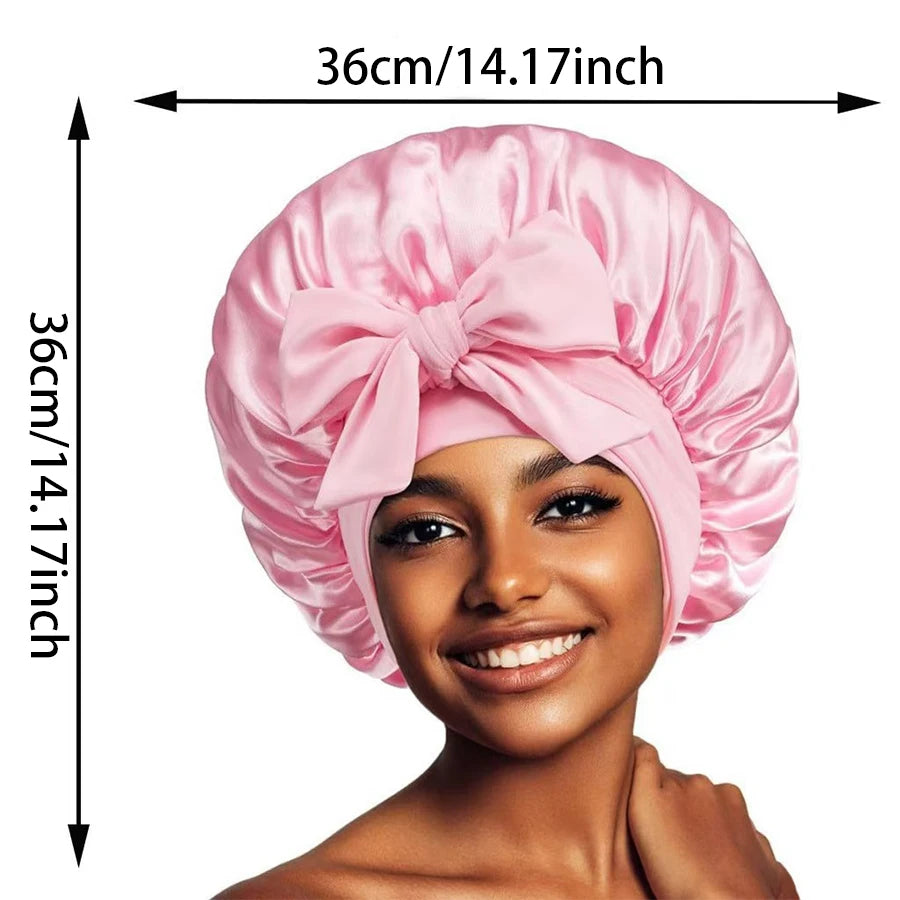 Satin Silk Bonnet for Sleeping – Adjustable Tie Band Hair Bonnet for Women & Men